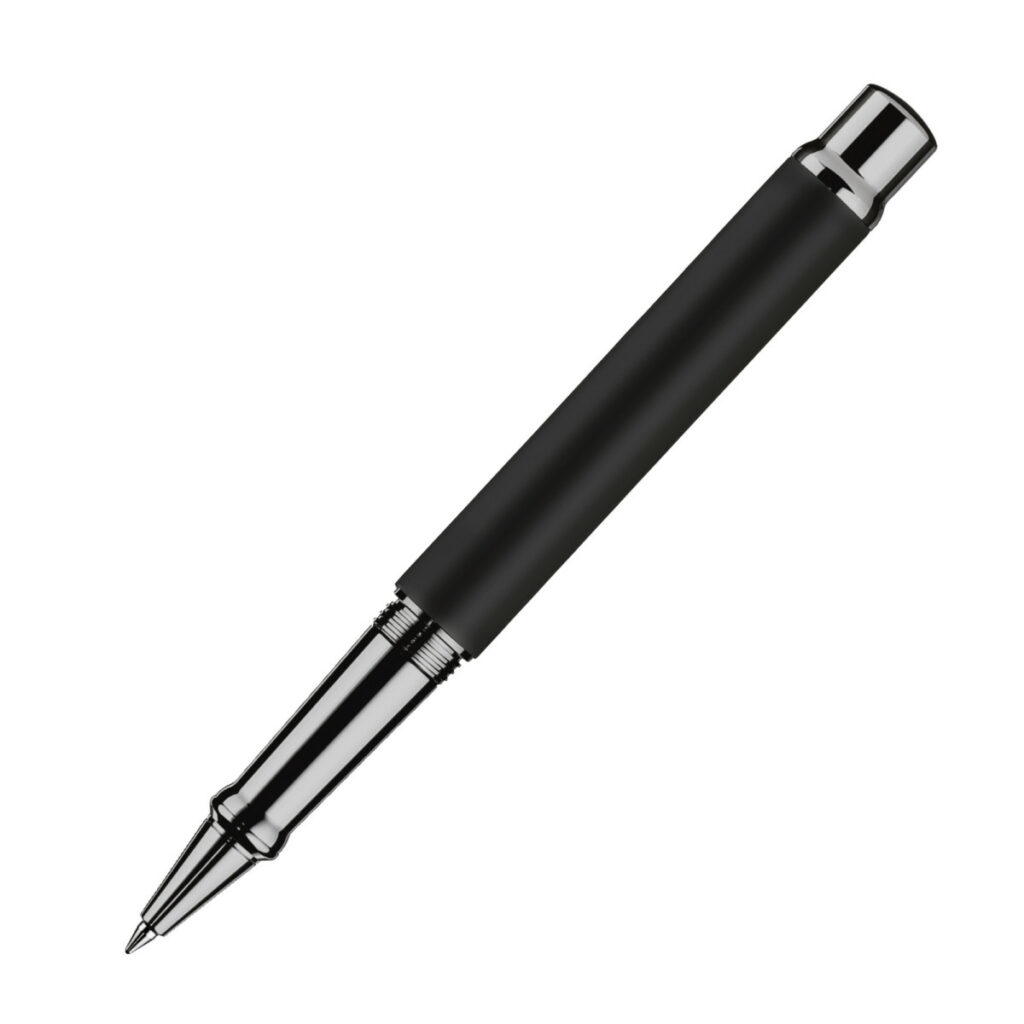 Produktfotos zum Tintenroller Design 04 schwarz matt ruthenium von Otto Hutt bei MiaSkribo (20231)