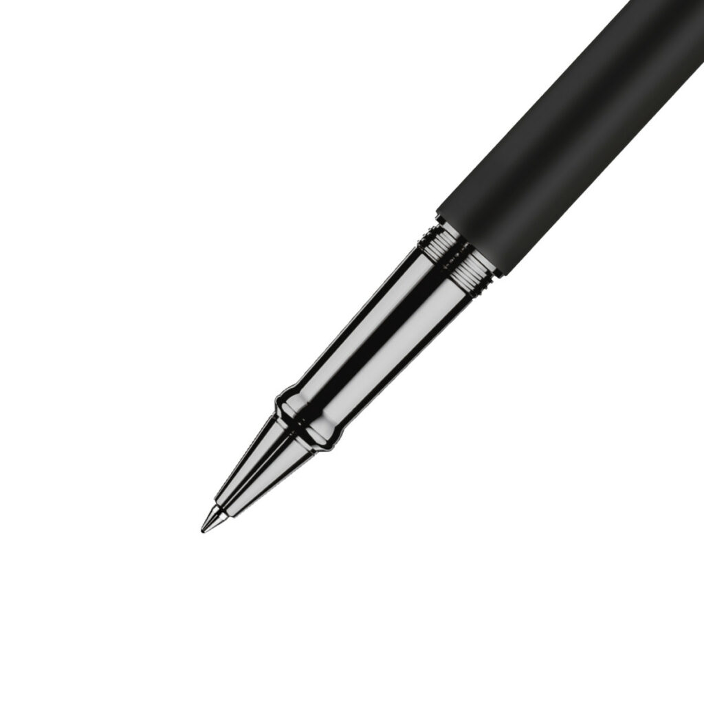 Produktfotos zum Tintenroller Design 04 schwarz matt ruthenium von Otto Hutt bei MiaSkribo (20231)