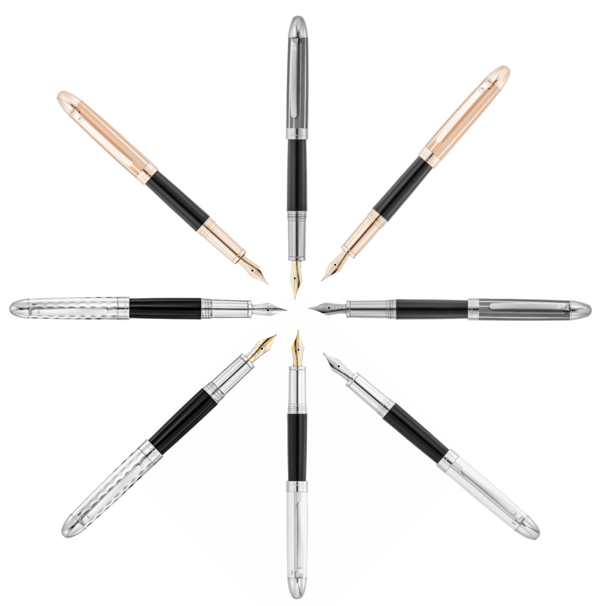 Der Füllfederhalter Précieux von Waldmann in seinen verschiedenen Varianten.