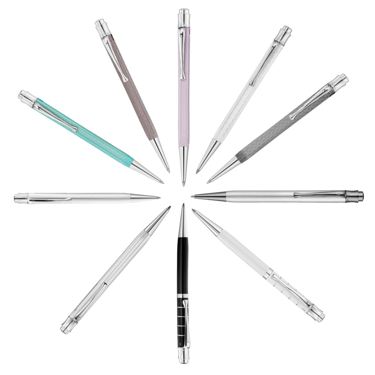 Der Kugelschreiber Tango von Waldmann in seinen verschiedenen Varianten. Der Kugelschreiber Tango von Waldmann in seinen verschiedenen Varianten.