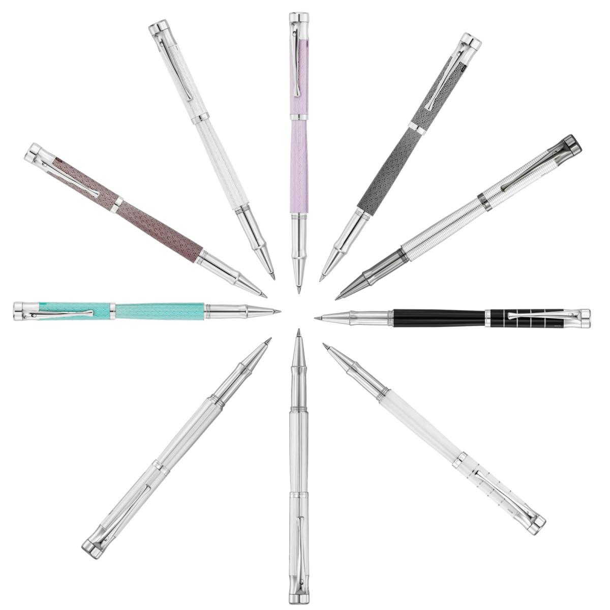 Der Tintenroller Tango von Waldmann in seinen verschiedenen Varianten.