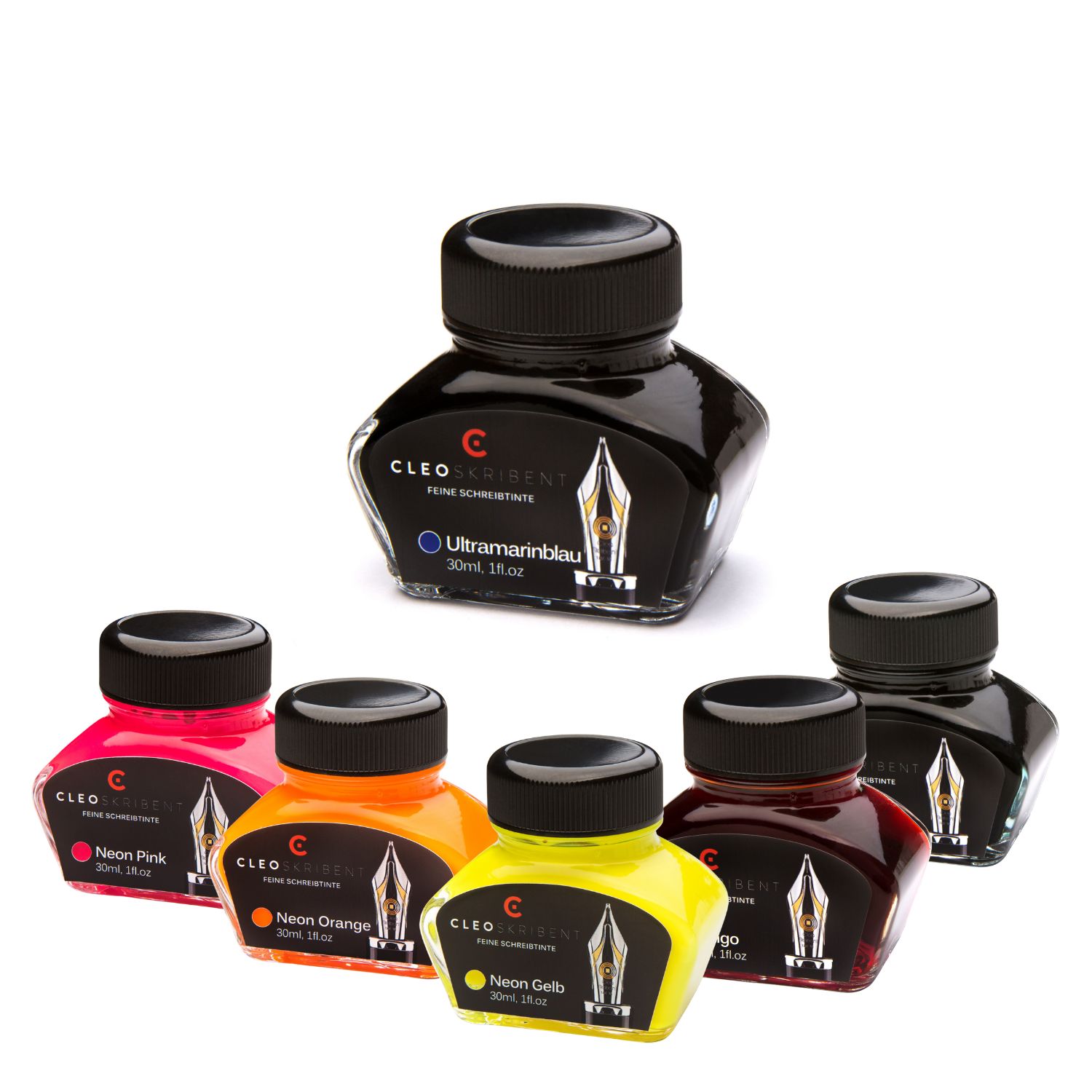 Produktfoto zu den Tintenfässern 30 ml von Cleo Skribent (Auswahl) / product photo of the inkwell 30 ml by Cleo Skribent (Selection)