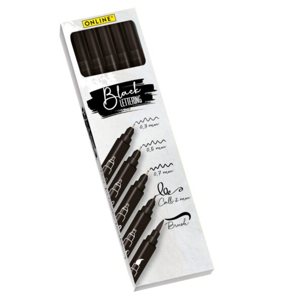 Produktfoto des 5er Sets Blacklettering von Online Pen / product photo of the5 pieces set Blacklettering from Online Pen (170691)