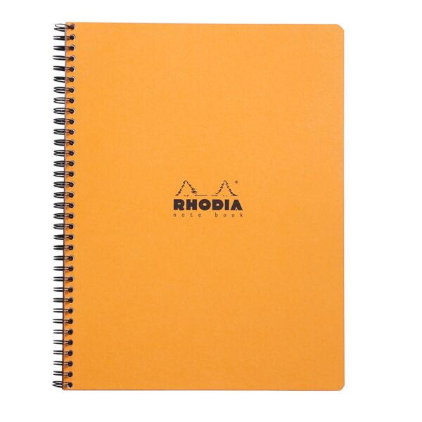 Produktfoto zum Notebook mit Doppelspirale von Rhodia in der Produkt Variante orange in dem Produkt Format DINA4 in der Produkt Lineatur kariert mit rand / Product photo for Notebook with double spiral from rhodia in product variant orange in product forma
